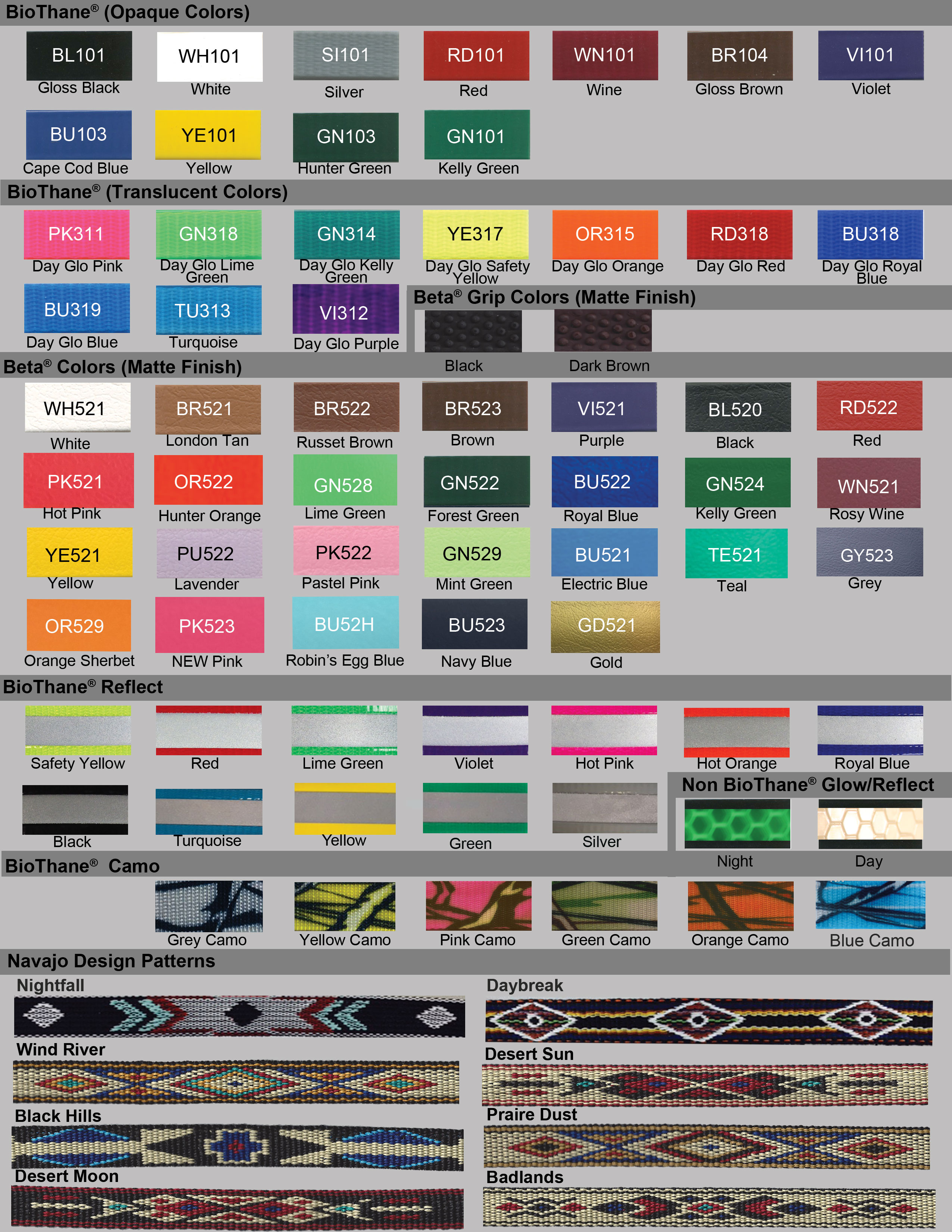 Simply Sheets Color Chart